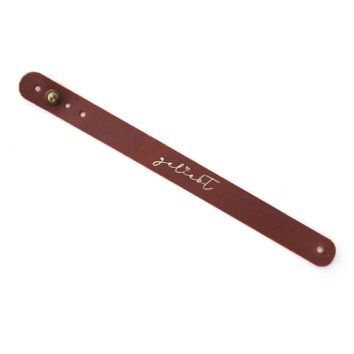 Armband "geliebt" · Echtes Leder · Cognac mit Goldglanz Prägung