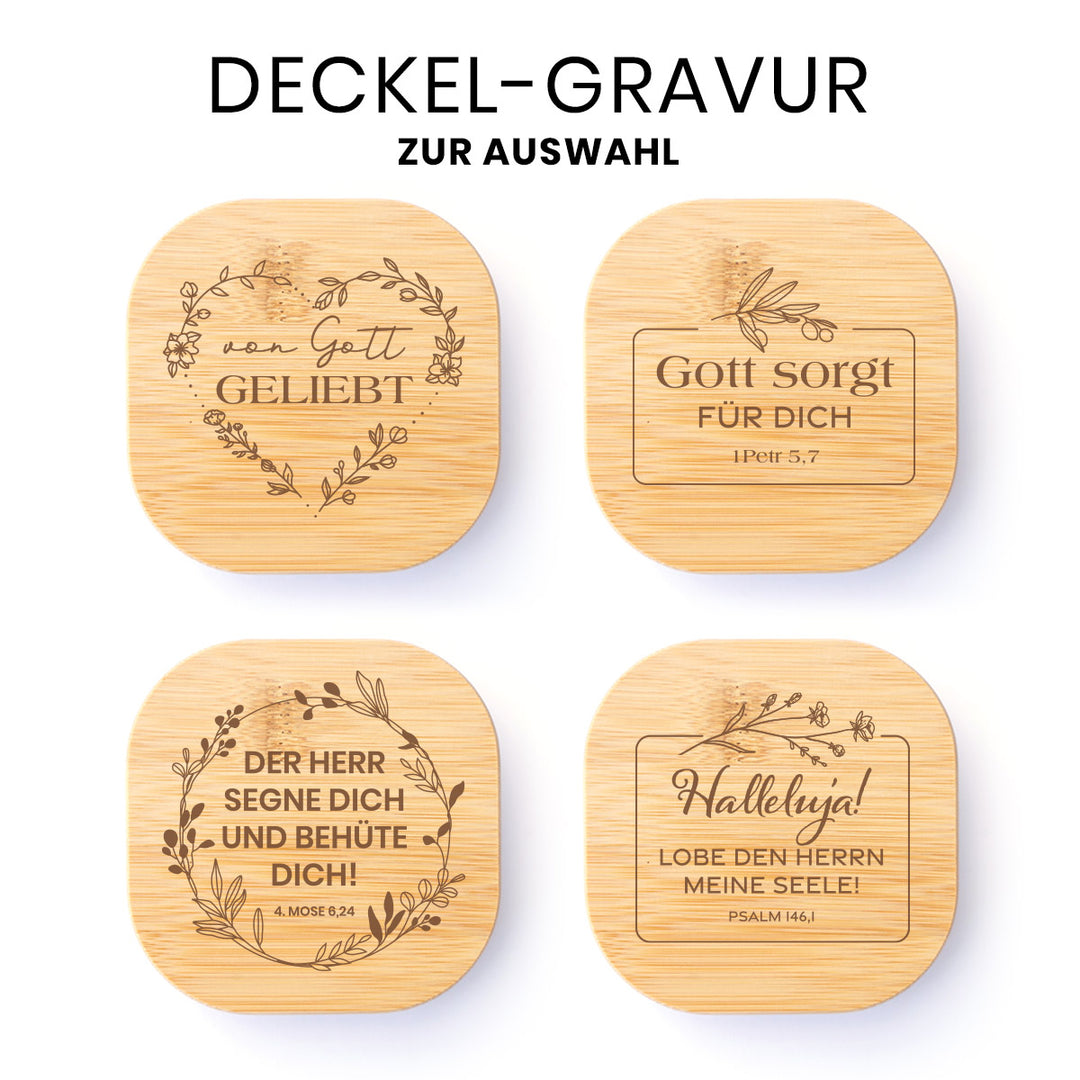 Aufbewahrungsglas · Bibelvers-Gravur · 1,2 l