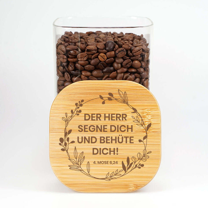 Aufbewahrungsglas "Der Herr segne dich" · Bibelvers-Gravur · 1,2 l