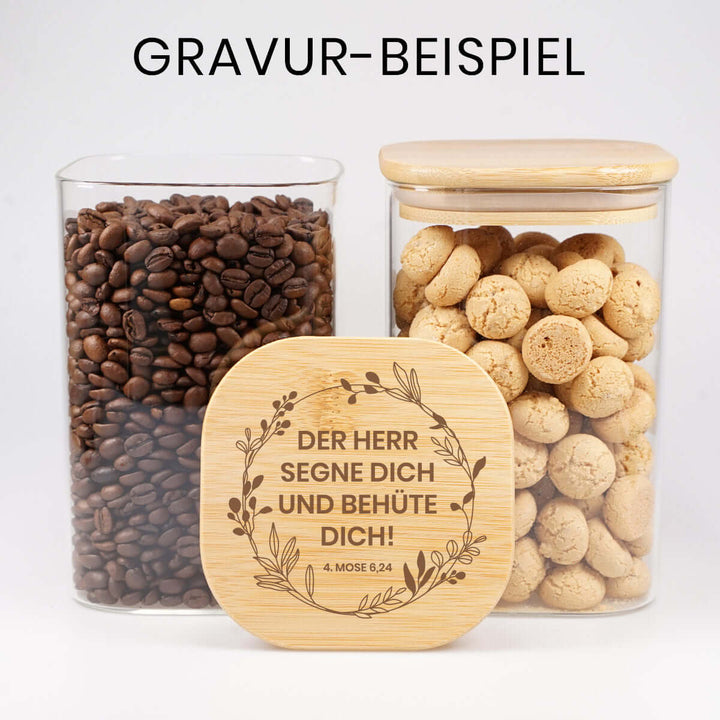Aufbewahrungsglas "Der Herr segne dich" · Bibelvers-Gravur · 1,2 l