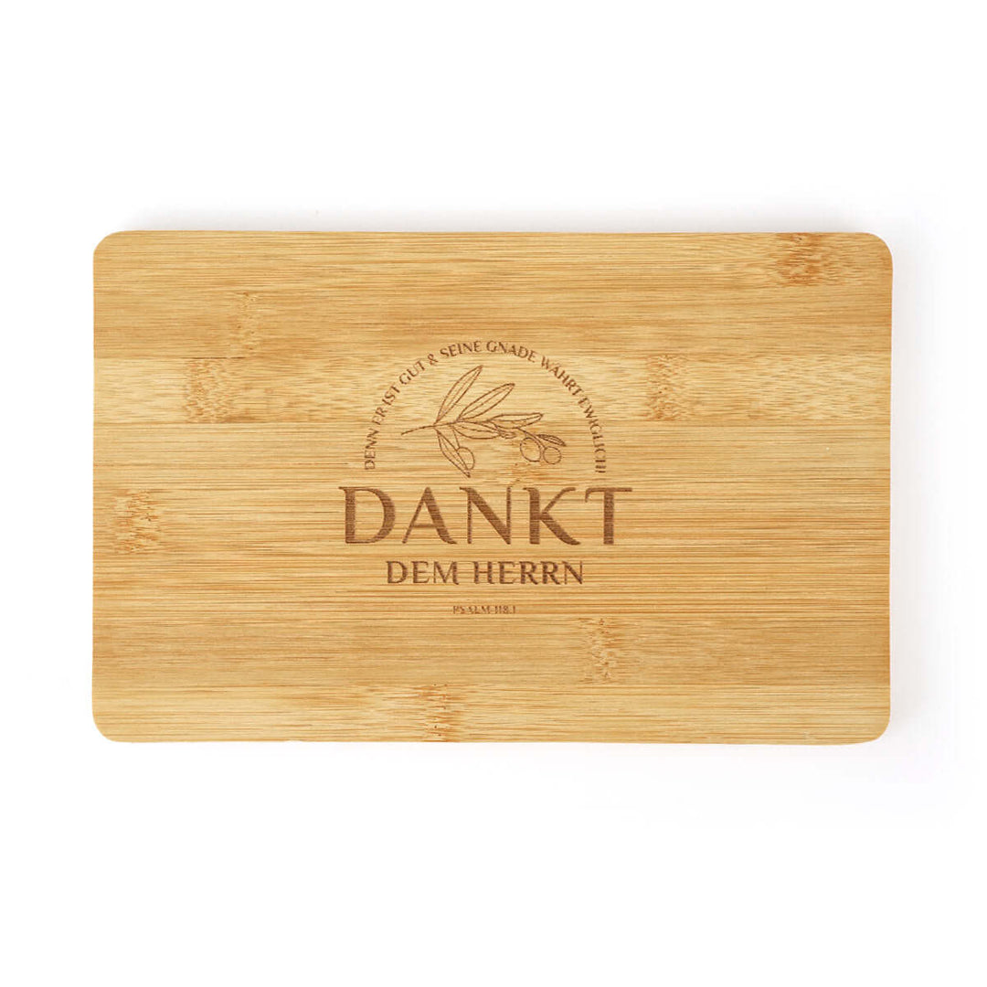Holz-Brettchen "Dankt dem HERRN!" · Buche / Bambus · Bibelvers Gravur – Aus Gnade