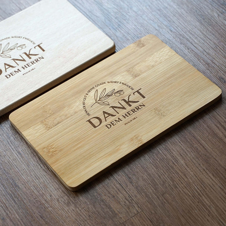 Holz-Brettchen "Dankt dem HERRN!" · Buche / Bambus · Bibelvers Gravur – Aus Gnade