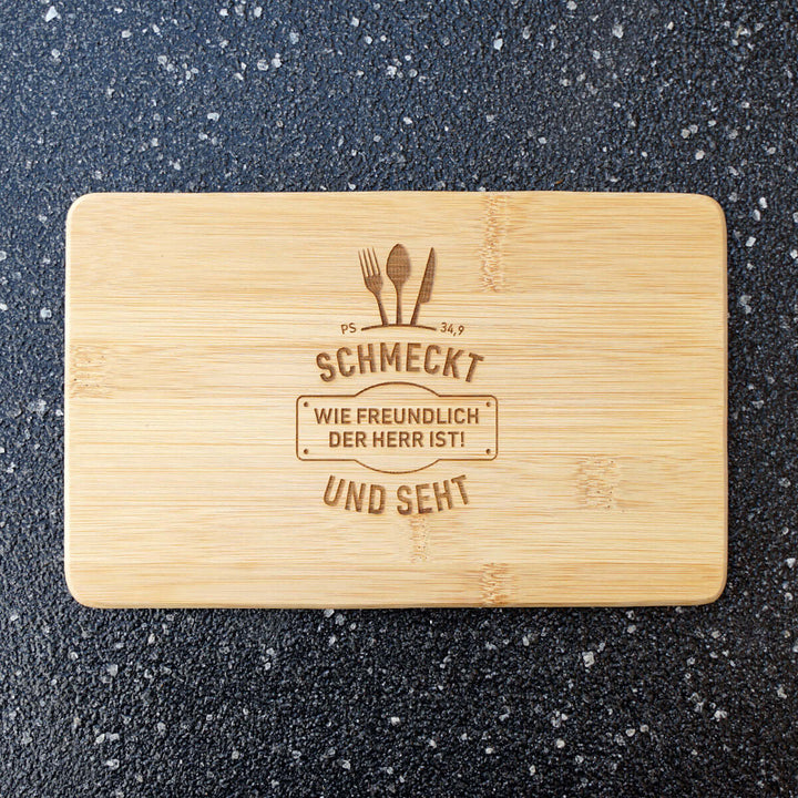 Holz-Brettchen "schmeckt und seht" · Bibelvers Gravur – Aus Gnade