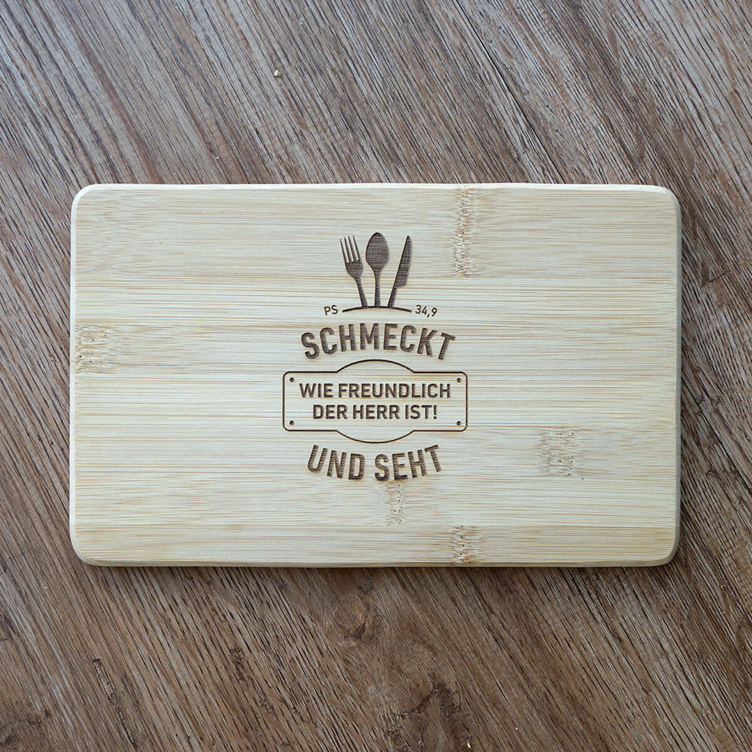 Holz-Brettchen "schmeckt und seht" · Bibelvers Gravur – Aus Gnade
