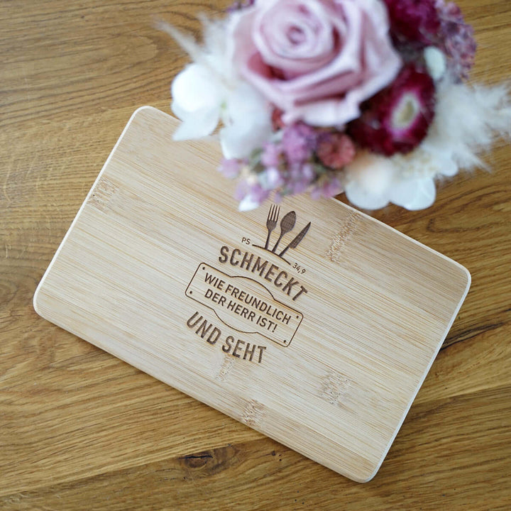 Holz-Brettchen "schmeckt und seht" · Bibelvers Gravur – Aus Gnade