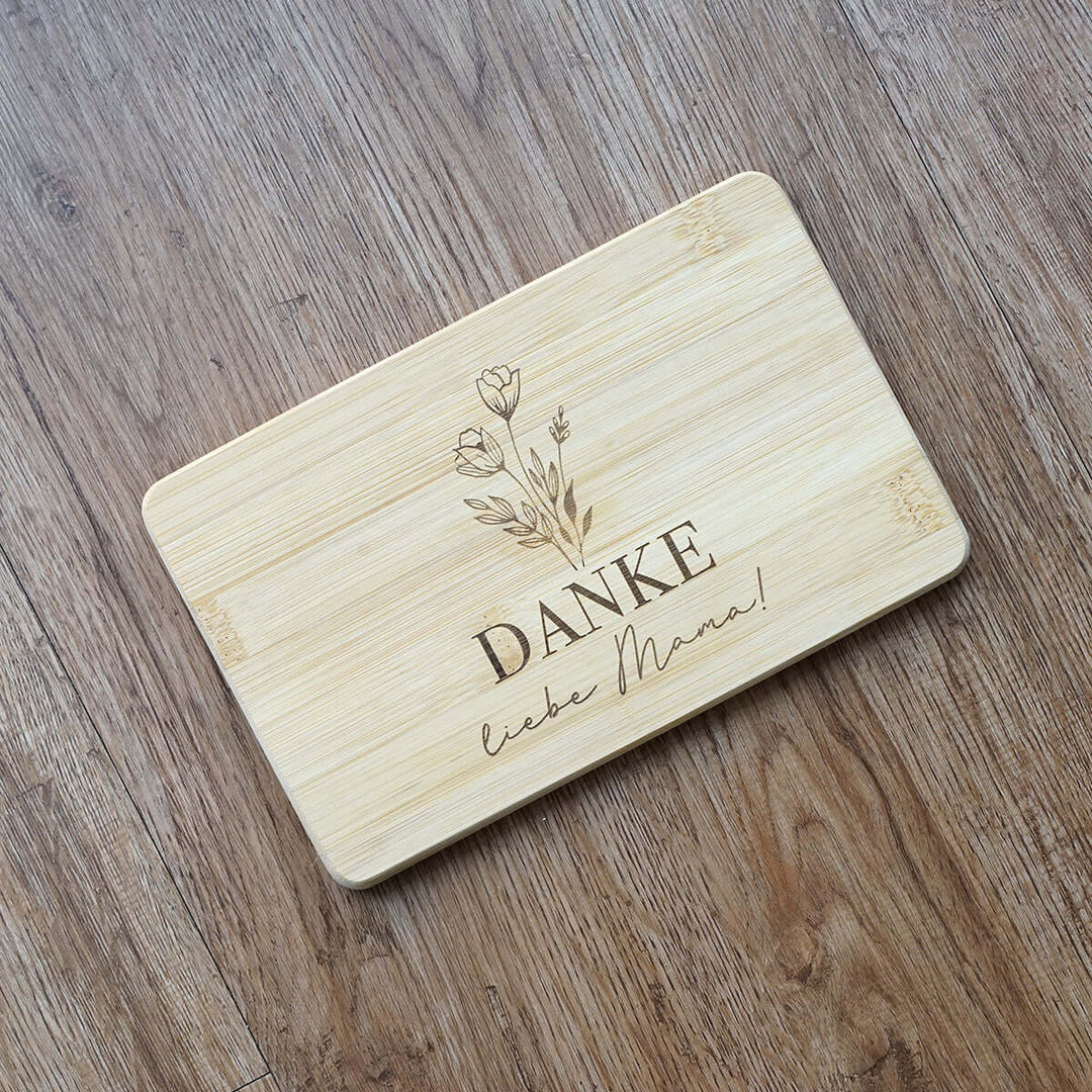 Holz-Brettchen "DANKE liebe Mama!" · Gravur