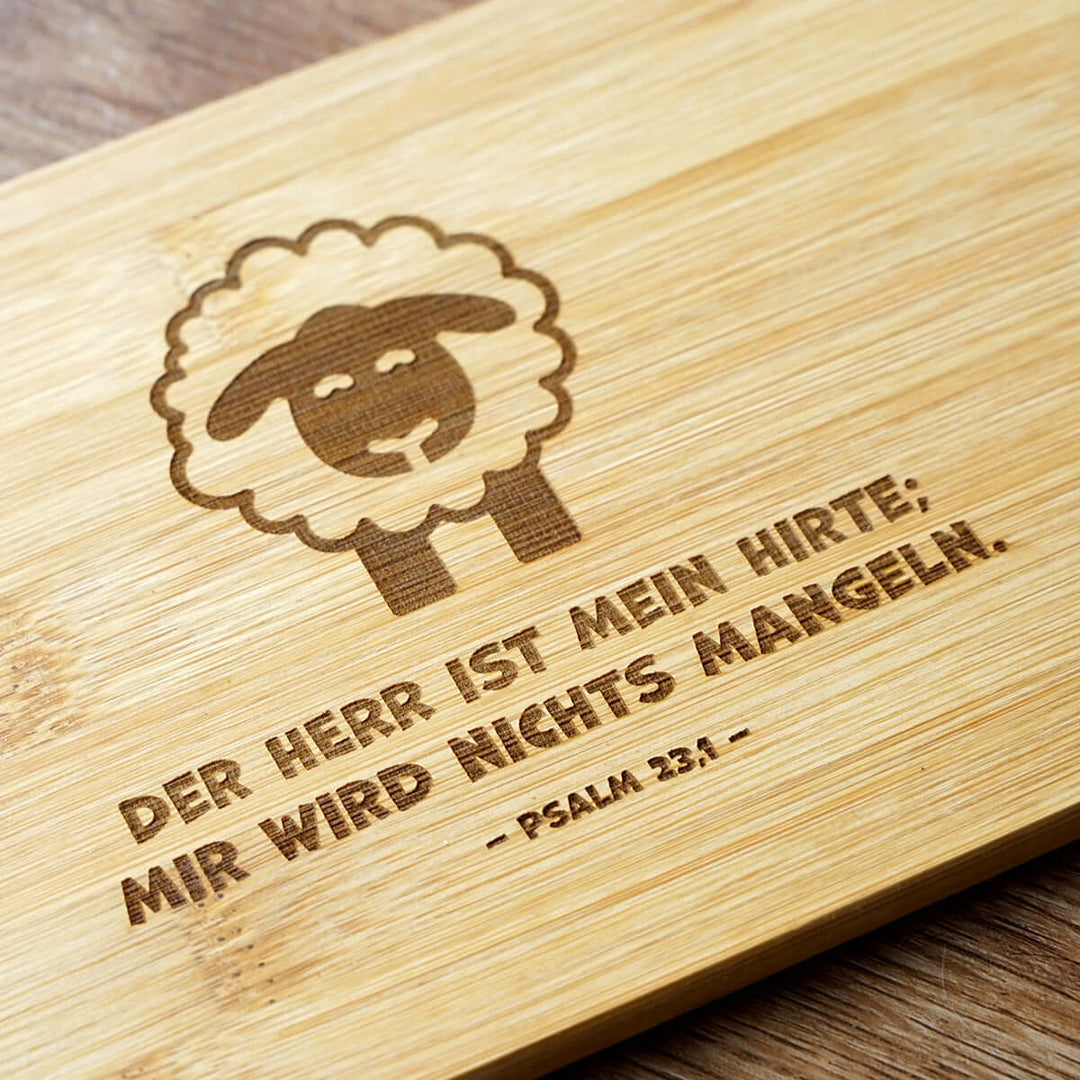Holz-Brettchen für Kinder "Der HERR ist mein Hirte" · Bibelvers Gravur – Aus Gnade