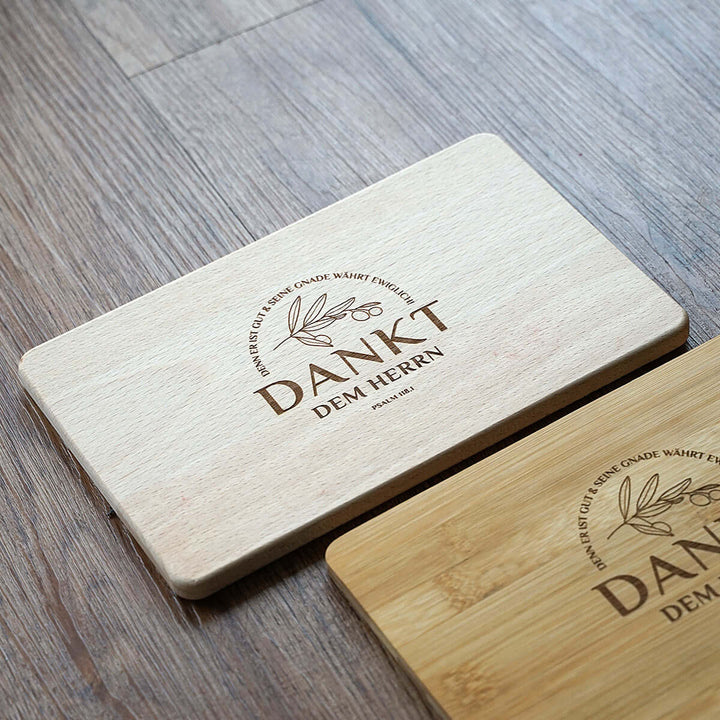 Holz-Brettchen "Dankt dem HERRN!" · Buche / Bambus · Bibelvers Gravur – Aus Gnade