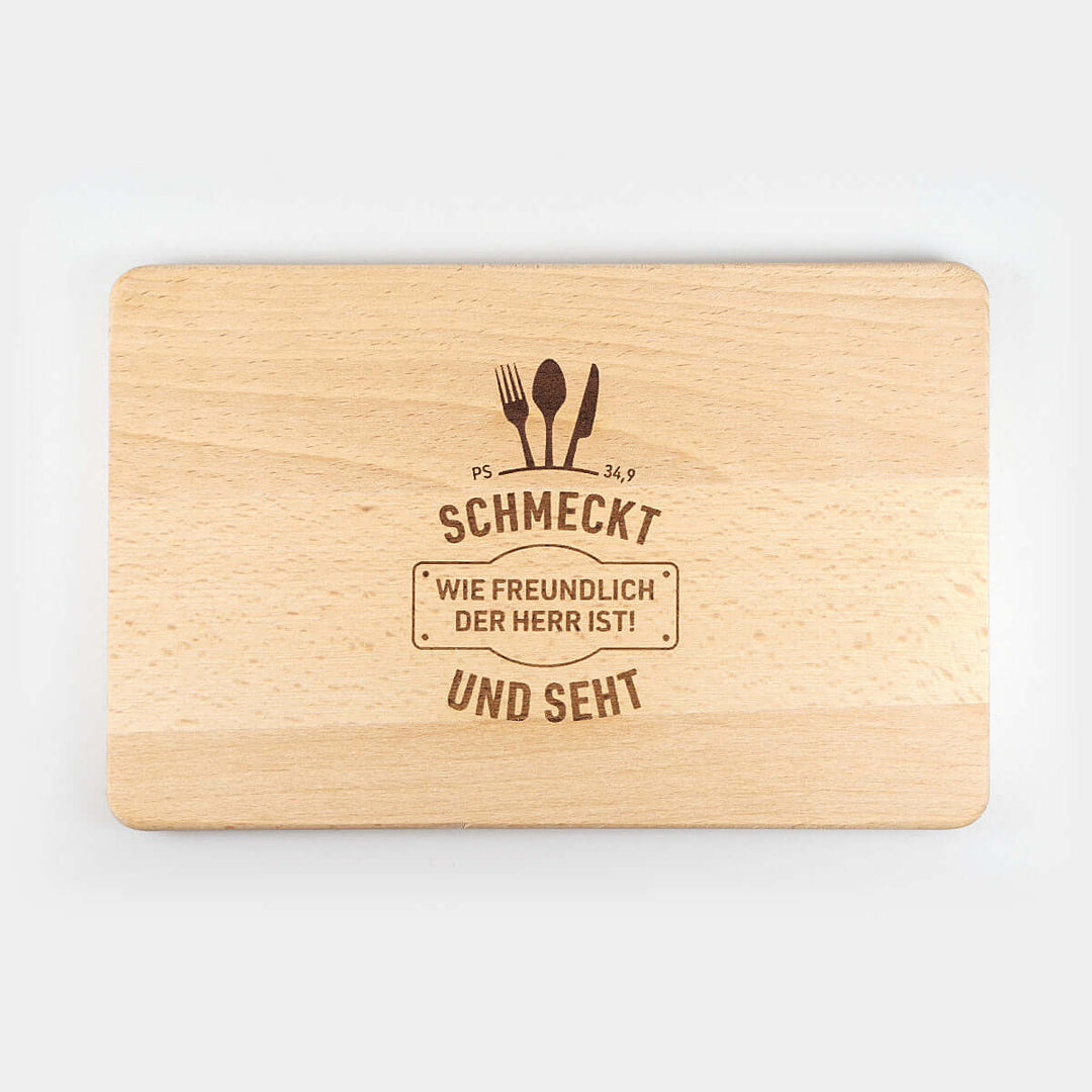 Holz-Brettchen "schmeckt und seht" · Bibelvers Gravur – Aus Gnade