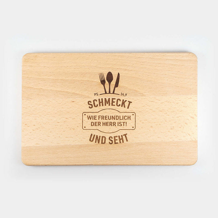 Holz-Brettchen "schmeckt und seht" · Bibelvers Gravur – Aus Gnade