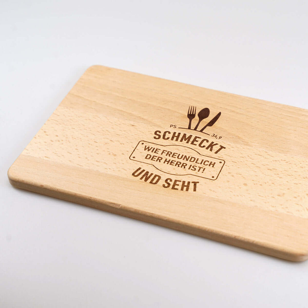 Holz-Brettchen "schmeckt und seht" · Bibelvers Gravur – Aus Gnade