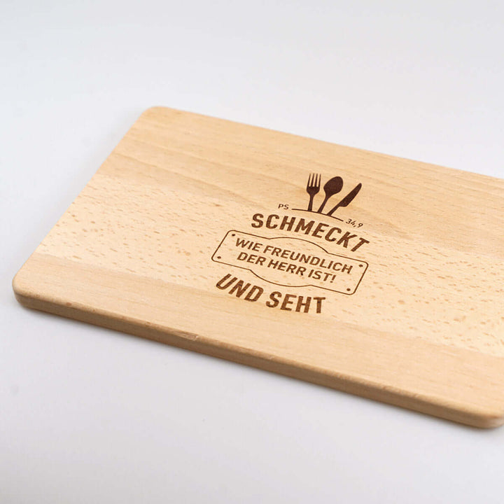 Holz-Brettchen "schmeckt und seht" · Bibelvers Gravur – Aus Gnade