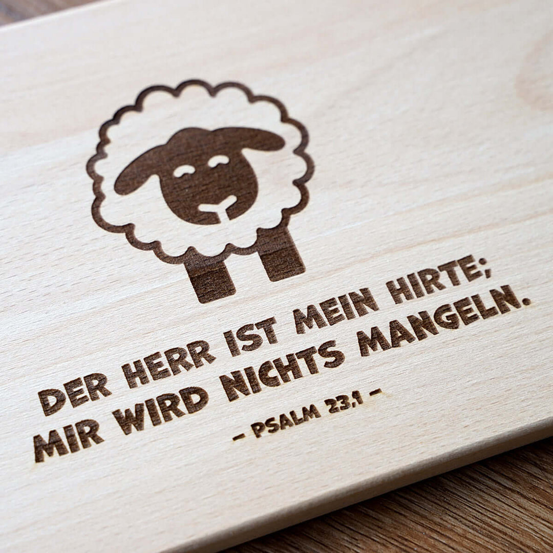 Holz-Brettchen für Kinder "Der HERR ist mein Hirte" · Bibelvers Gravur – Aus Gnade
