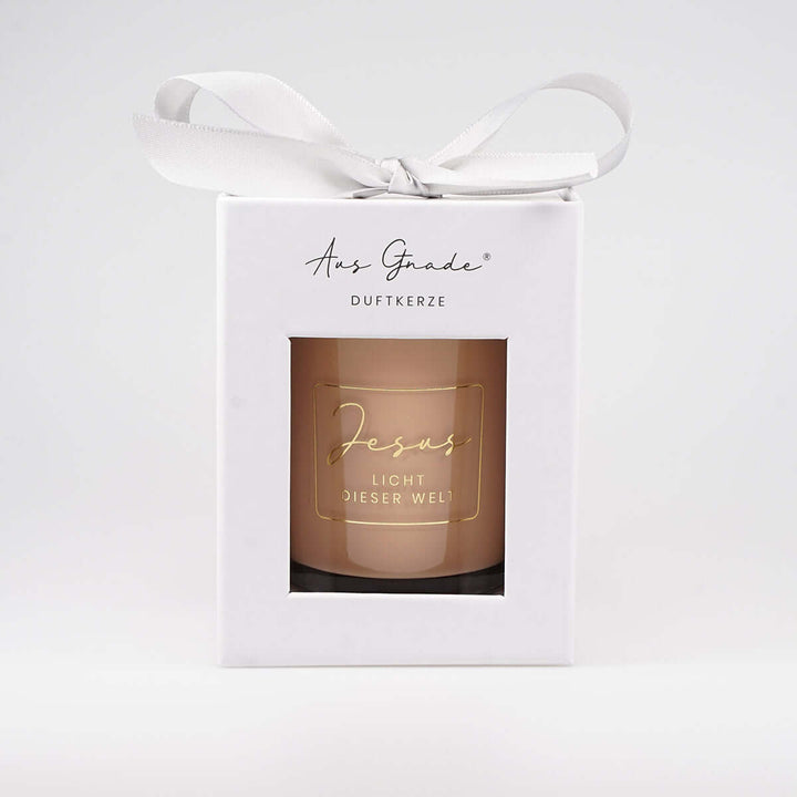 Premium Duftkerzen "Jesus – Licht dieser Welt" · 4 Dufte · Geschenkbox – Aus Gnade