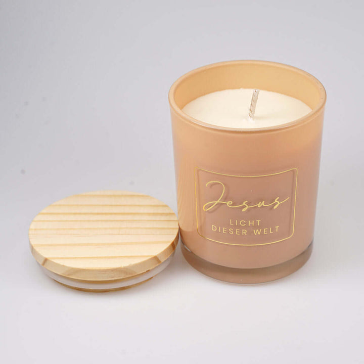Premium Duftkerze "Jesus – Licht dieser Welt" · Geschenkbox · Jasmin – Aus Gnade