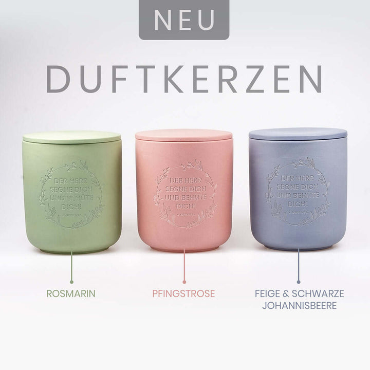 Premium Duftkerze "Gottes Segen" · Keramik-Gravur + Geschenkbox