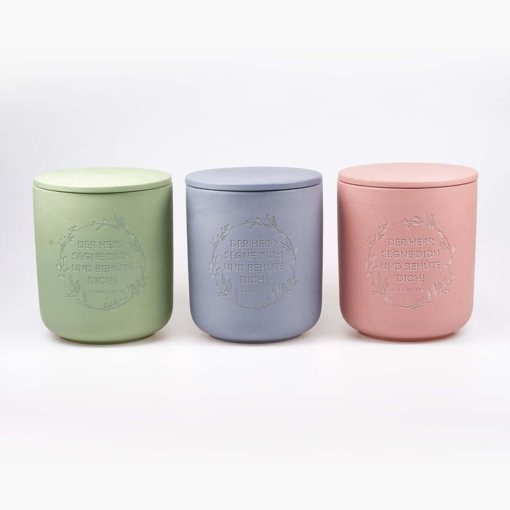 Premium Duftkerze "Gottes Segen" · Keramik-Gravur + Geschenkbox