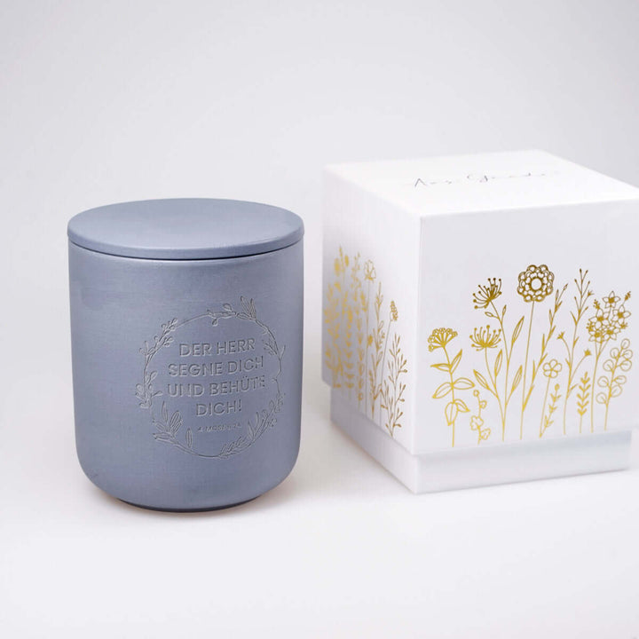 Premium Duftkerze "Gottes Segen" · Keramik-Gravur + Geschenkbox
