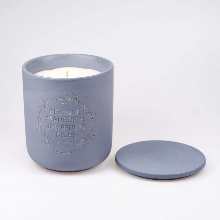 Premium Duftkerze "Gottes Segen" · Keramik-Gravur + Geschenkbox