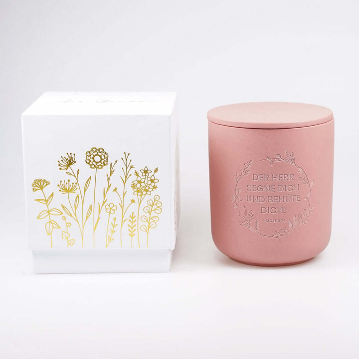 Premium Duftkerze "Gottes Segen" · Keramik-Gravur + Geschenkbox