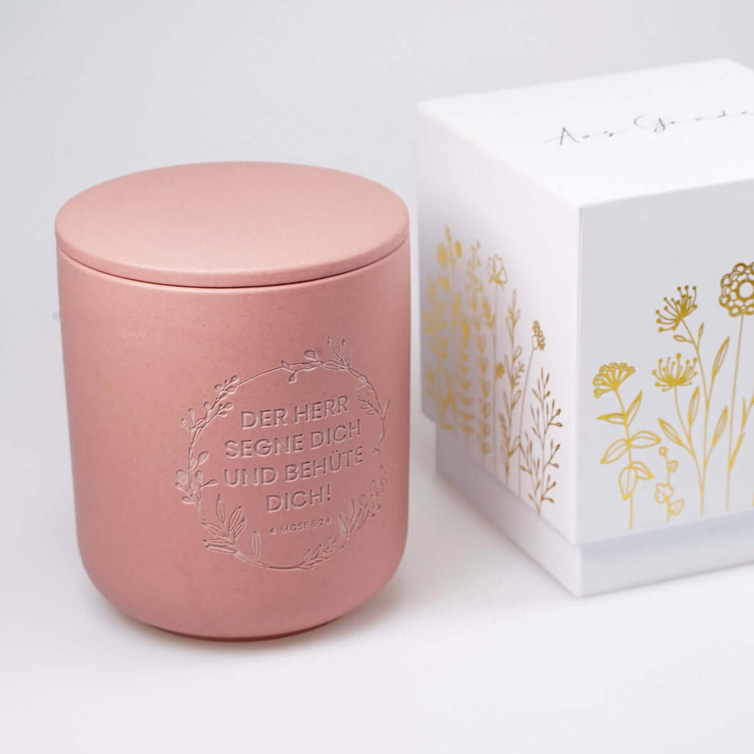 Premium Duftkerze "Gottes Segen" · Keramik-Gravur + Geschenkbox