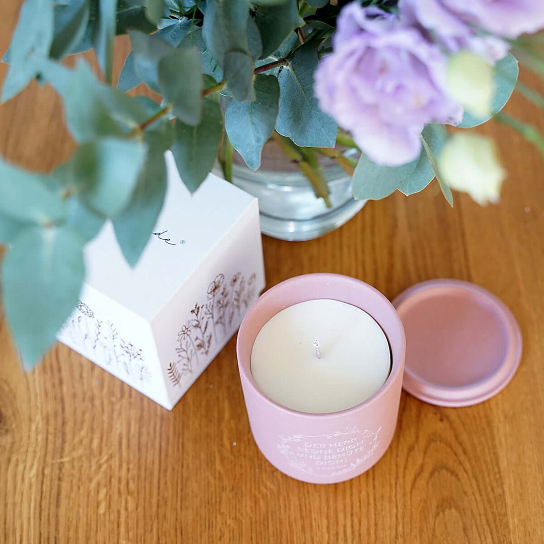 Premium Duftkerze "Gottes Segen" · Keramik-Gravur + Geschenkbox