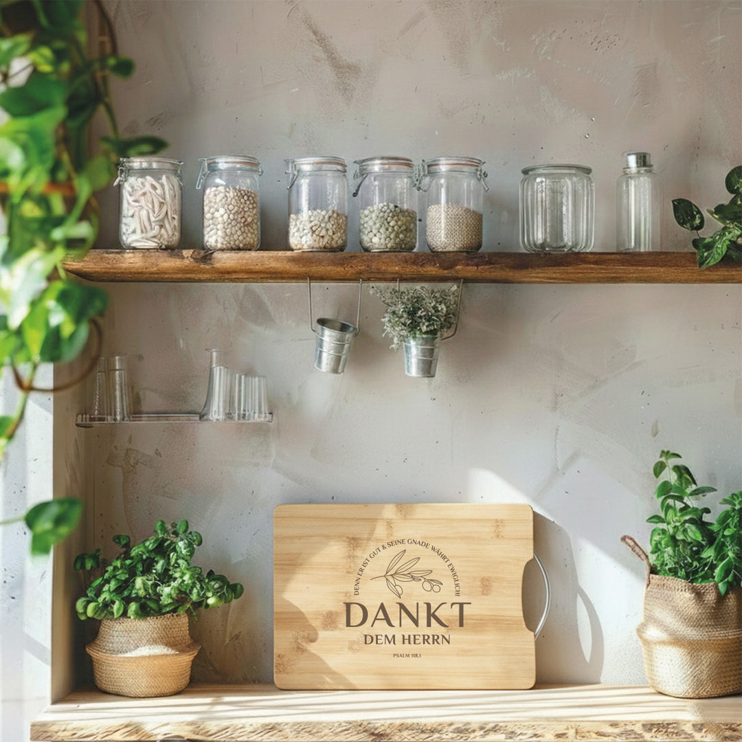 Holzbrett "Dankt dem HERRN!" · Bibelvers Gravur · Verschiedene Größen