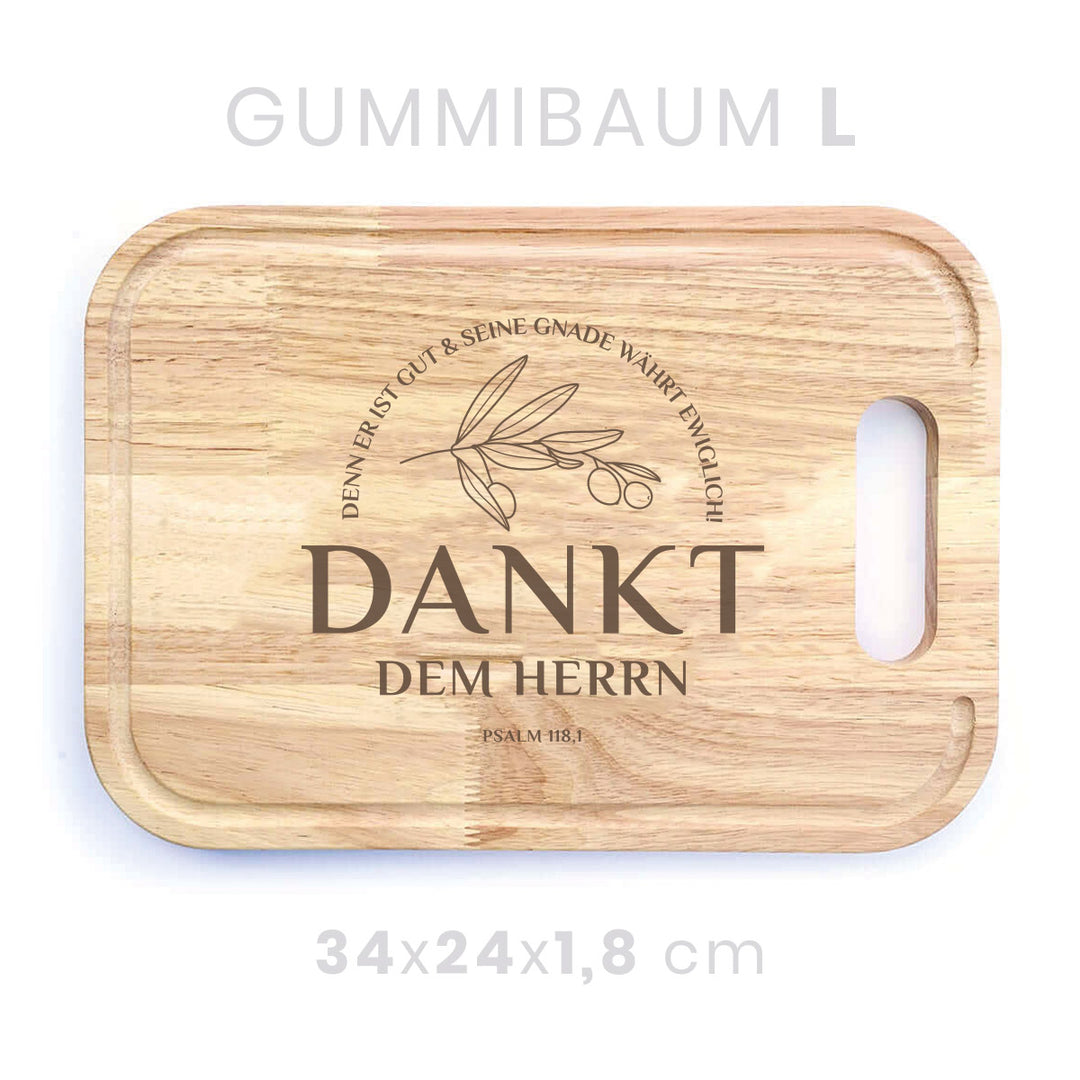 Holzbrett "Dankt dem HERRN!" · Bibelvers Gravur · Verschiedene Größen