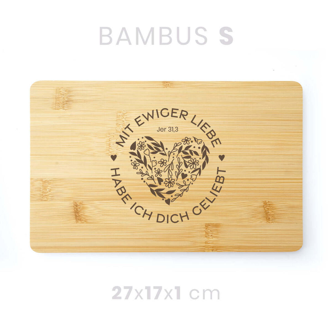 Holzbrett "Ewige Liebe" · Bibelvers Gravur · verschiedene Größen