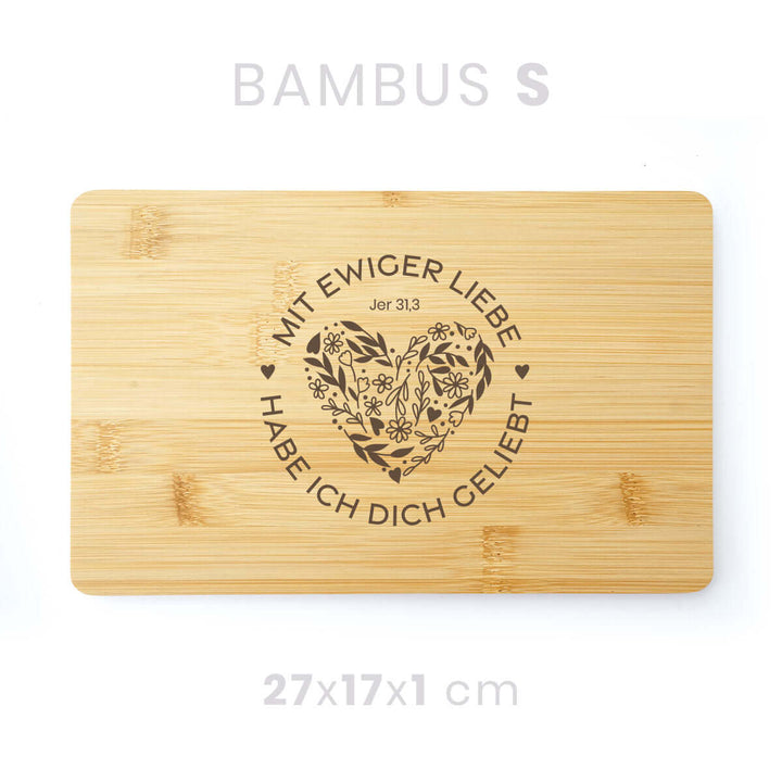 Holzbrett "Ewige Liebe" · Bibelvers Gravur · verschiedene Größen
