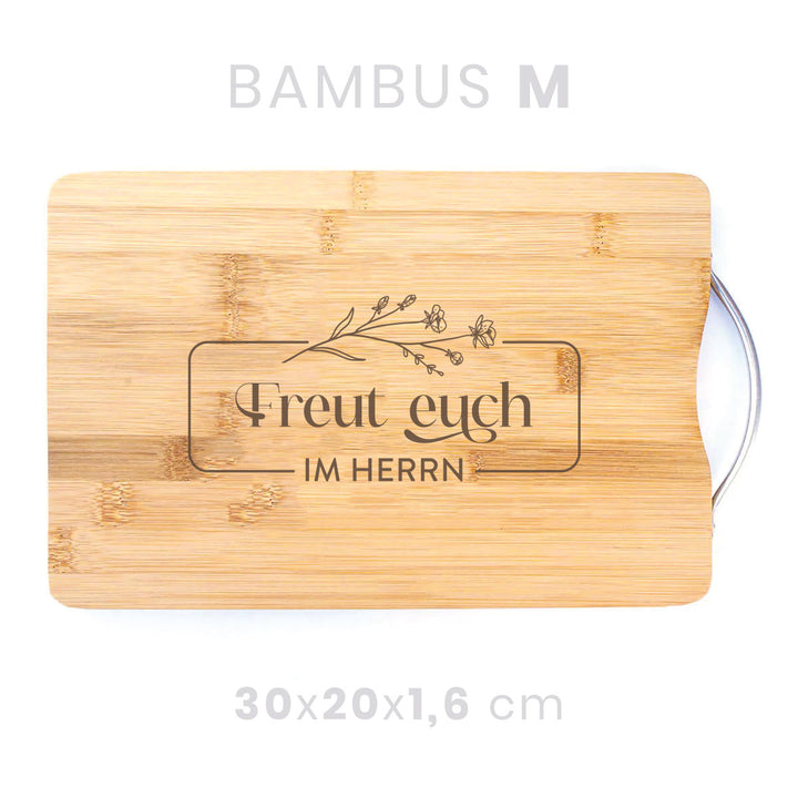 Holzbrett "Freut euch im Herrn" · Bibelvers Gravur · verschiedene Größen