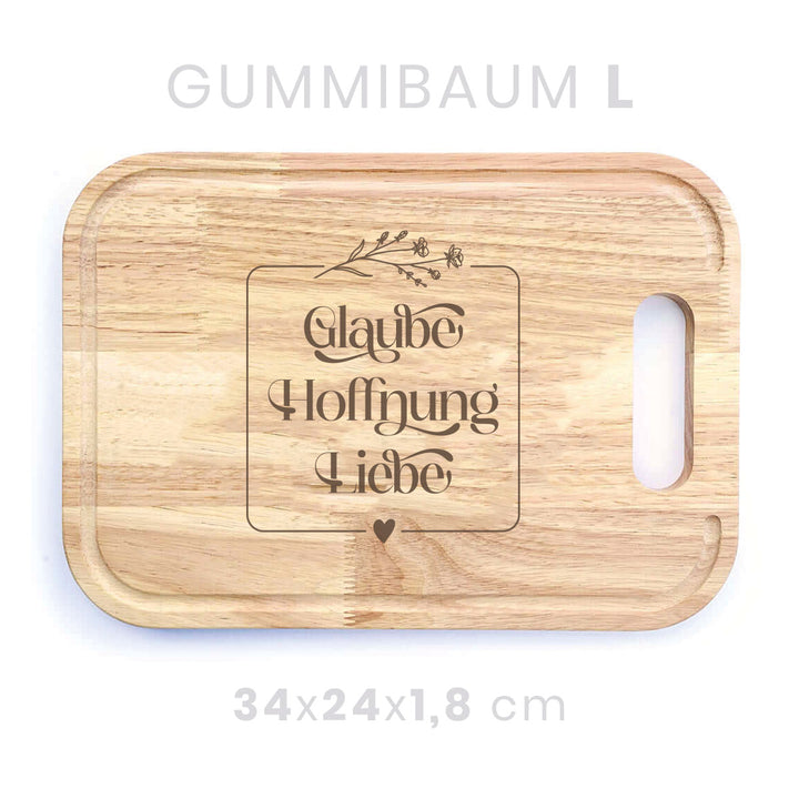 Holzbrett "Glaube Hoffnung Liebe" · Gravur · verschiedene Größen