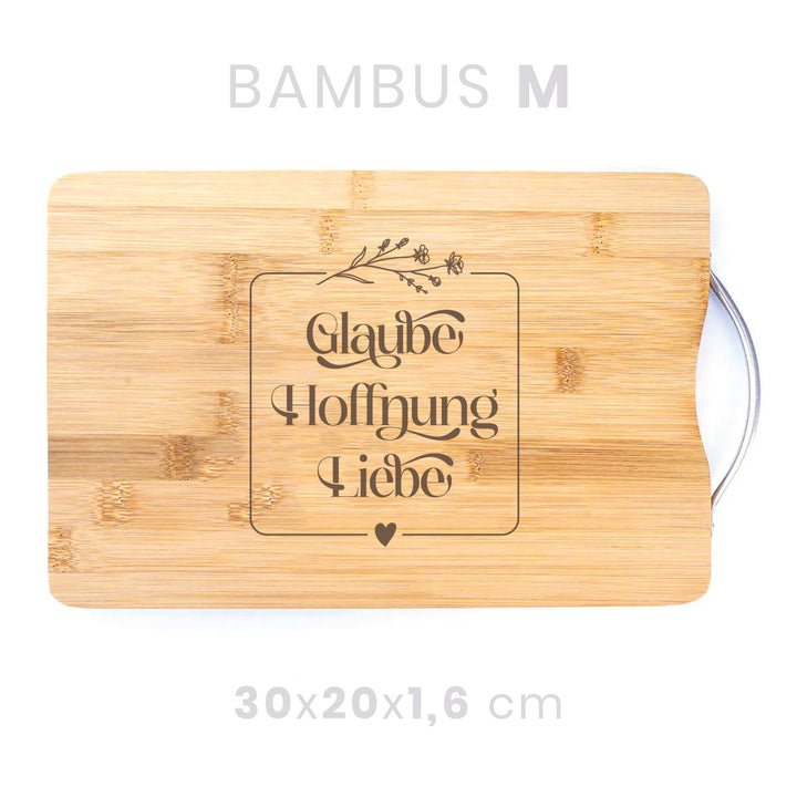Holzbrett "Glaube Hoffnung Liebe" · Gravur · verschiedene Größen