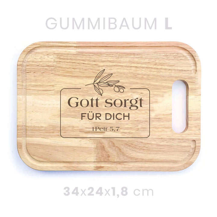 Holzbrett "Gott sorgt für dich" · Bibelvers Gravur · verschiedene Größen