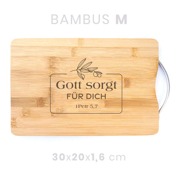 Holzbrett "Gott sorgt für dich" · Bibelvers Gravur · verschiedene Größen