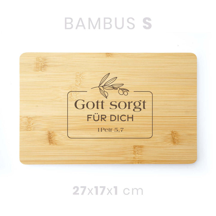 Holzbrett "Gott sorgt für dich" · Bibelvers Gravur · verschiedene Größen