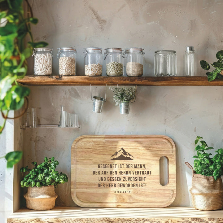 Holzbrett "gesegnet ist der Mann" · Bibelvers Gravur · verschiedene Größen