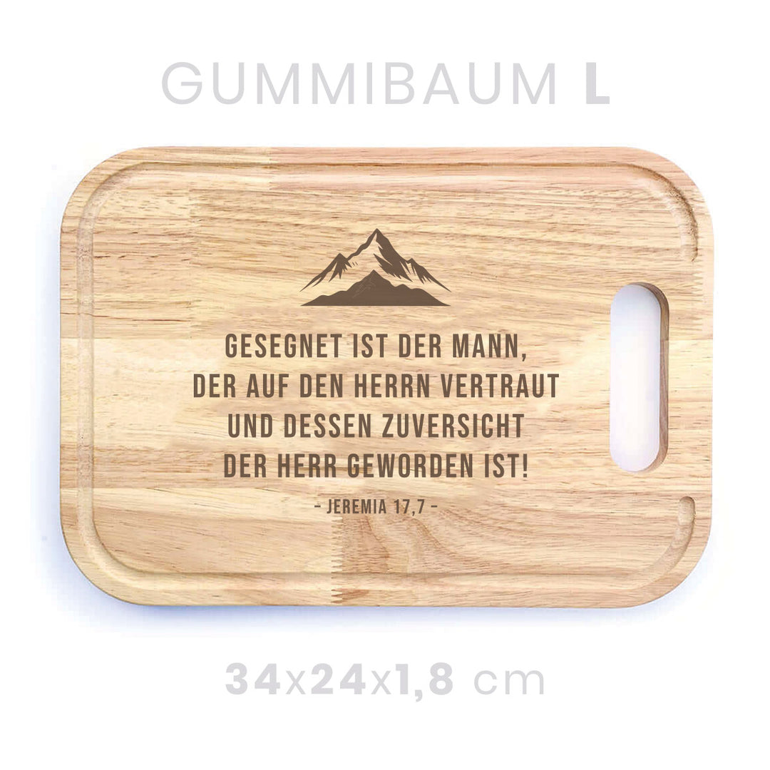 Holzbrett "gesegnet ist der Mann" · Bibelvers Gravur · verschiedene Größen