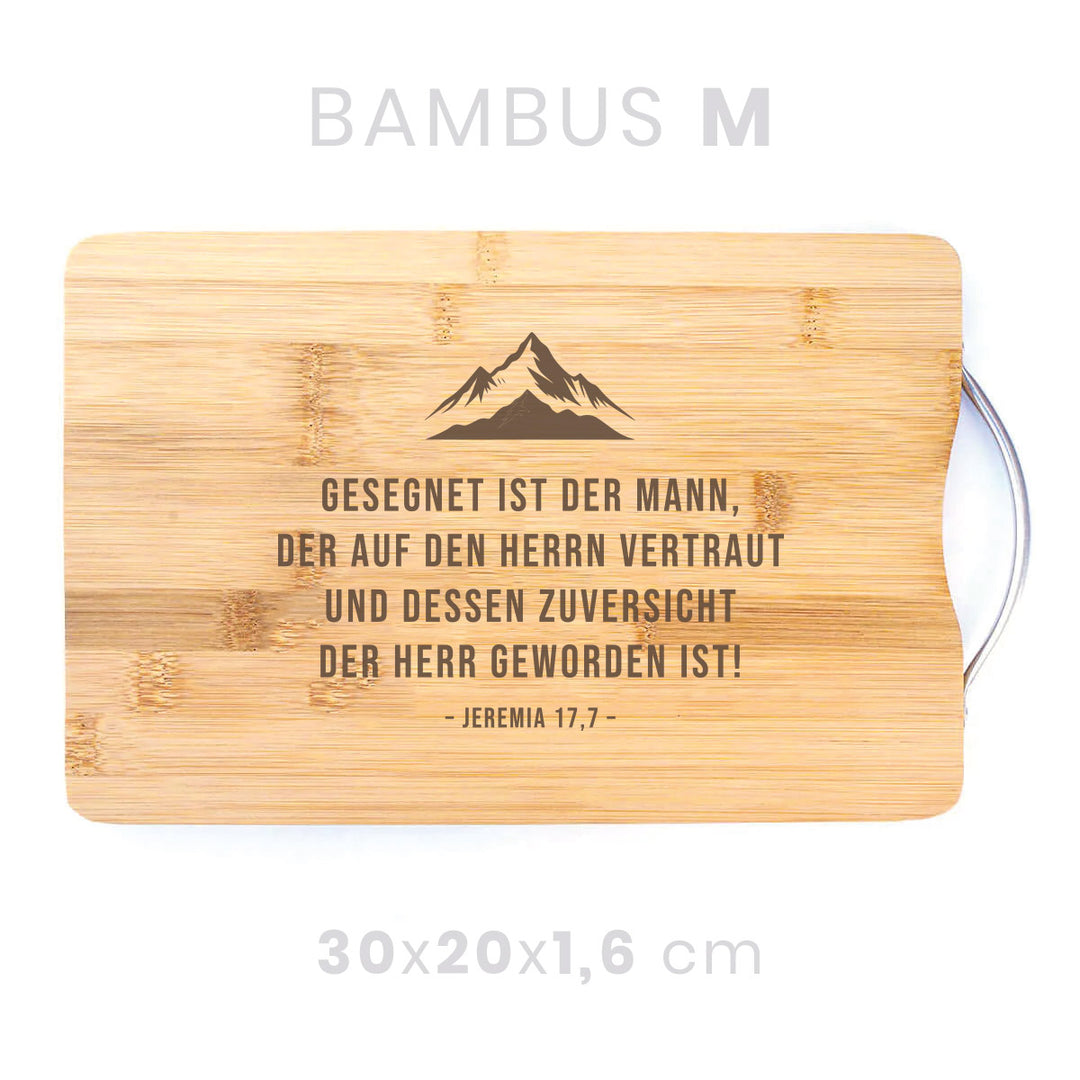 Holzbrett "gesegnet ist der Mann" · Bibelvers Gravur · verschiedene Größen