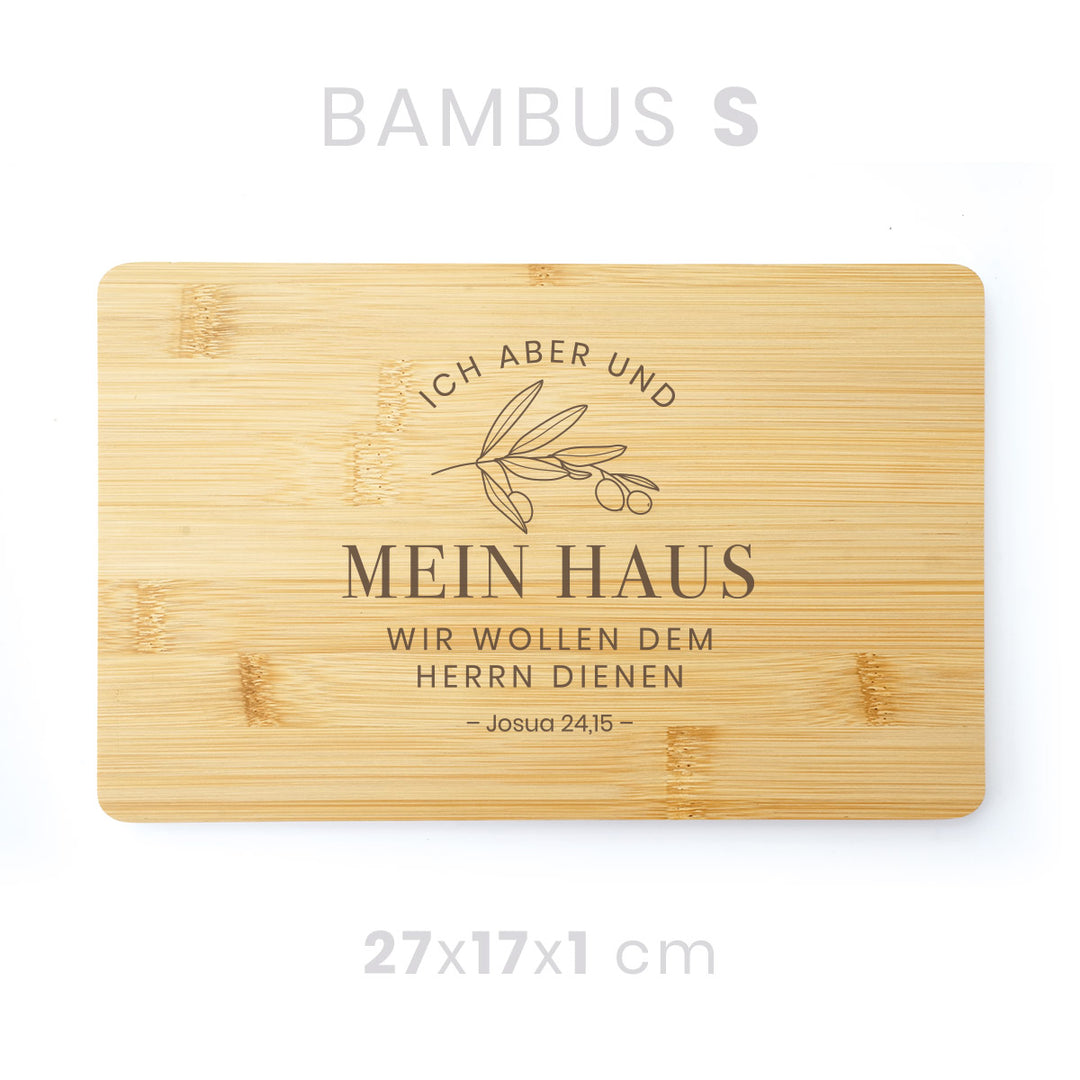 Holzbrett "Mein Haus" · Bibelvers Gravur · verschiedene Größen