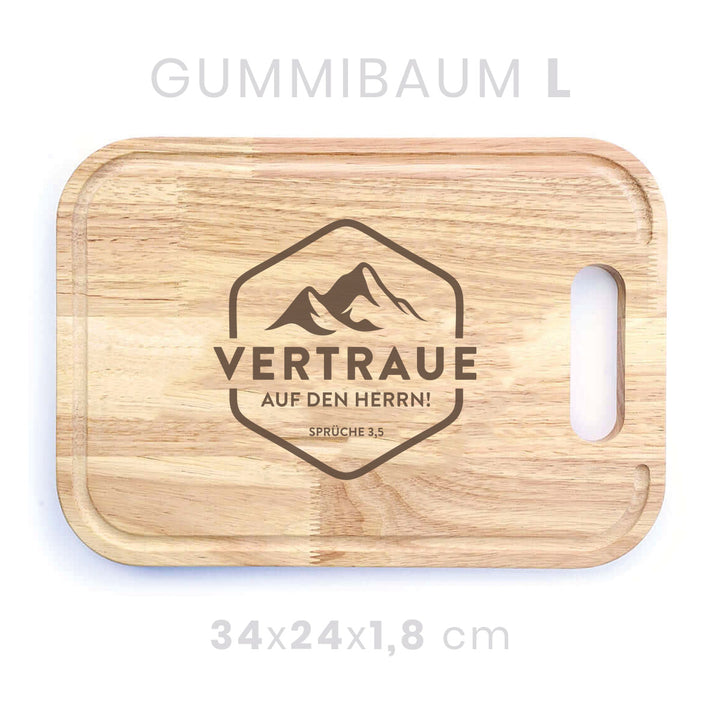 Holzbrett "Vertraue auf den HERRN!" · Bibelvers Gravur · verschiedene Größen