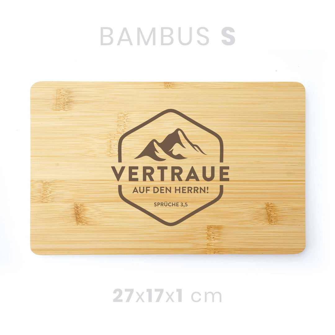 Holzbrett "Vertraue auf den HERRN!" · Bibelvers Gravur · verschiedene Größen