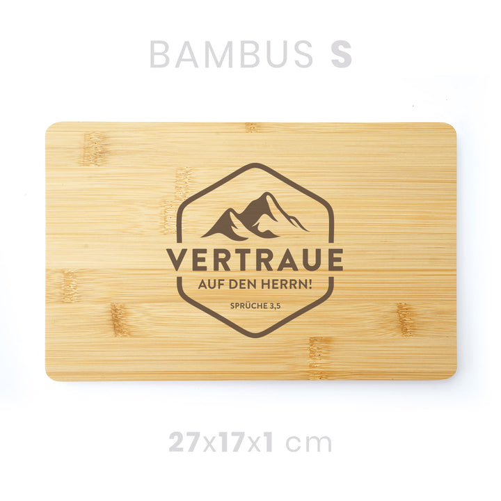 Holzbrett "Vertraue auf den HERRN!" · Bibelvers Gravur · verschiedene Größen