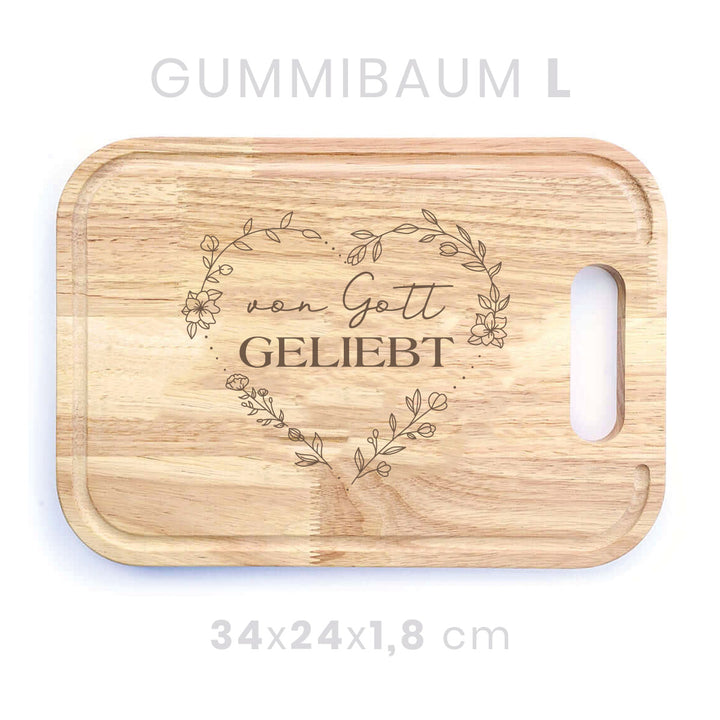 Holzbrett "Von Gott geliebt" · Bibelvers Gravur · verschiedene Größen