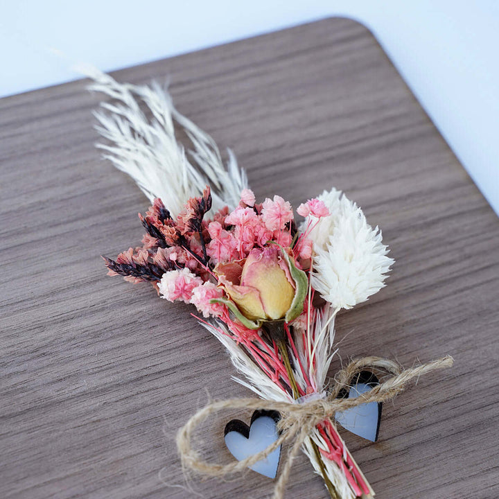 Holzdeko "Gottes Segen zur Hochzeit" 3D mit Trockenblumen & Gravur – Aus Gnade