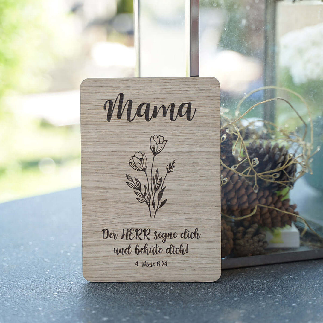 Holzdeko "Mama – Segen" · Bibelvers Gravur