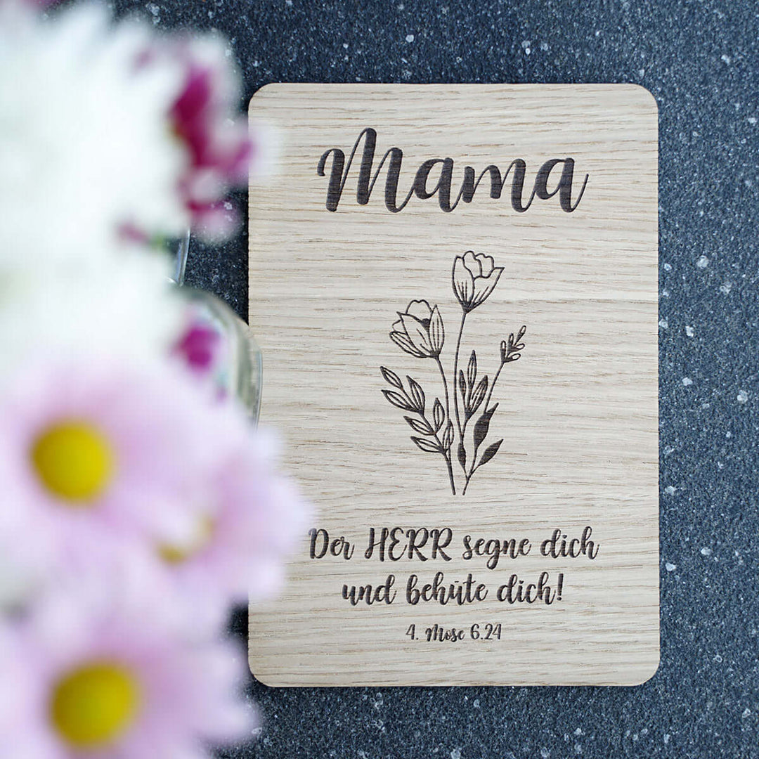 Holzdeko "Mama – Segen" · Bibelvers Gravur