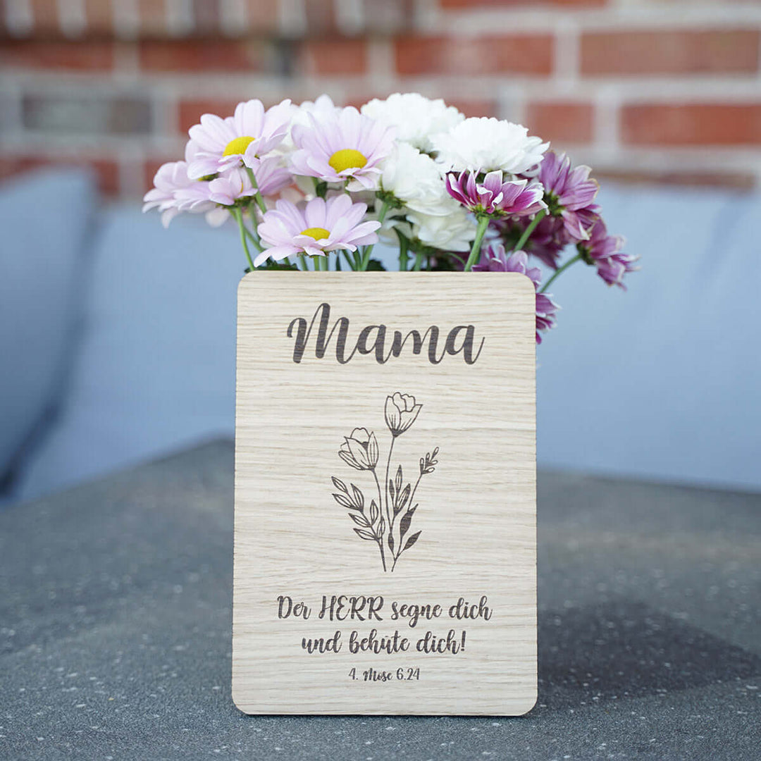 Holzdeko "Mama – Segen" · Bibelvers Gravur