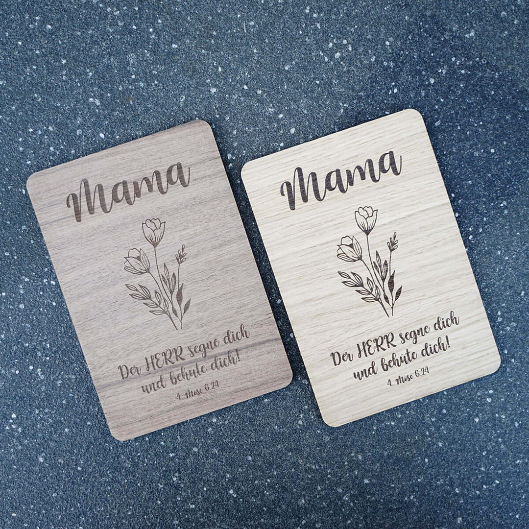 Holzdeko "Mama – Segen" · Bibelvers Gravur