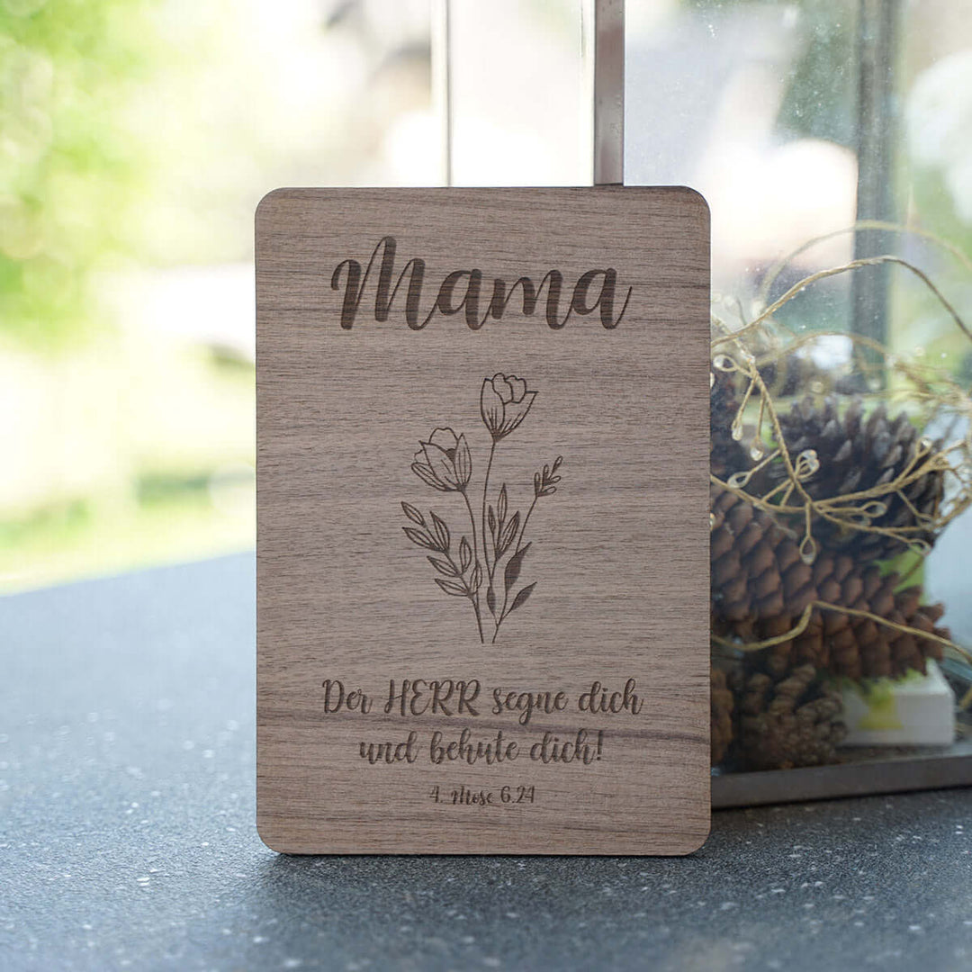 Holzdeko "Mama – Segen" · Bibelvers Gravur